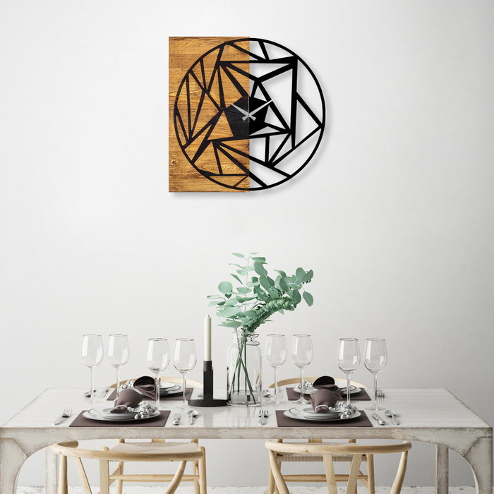 Wallity Reloj de pared decorativo de madera Nogal y Negro Wallity Reloj de pared decorativo de madera Nogal y Negro